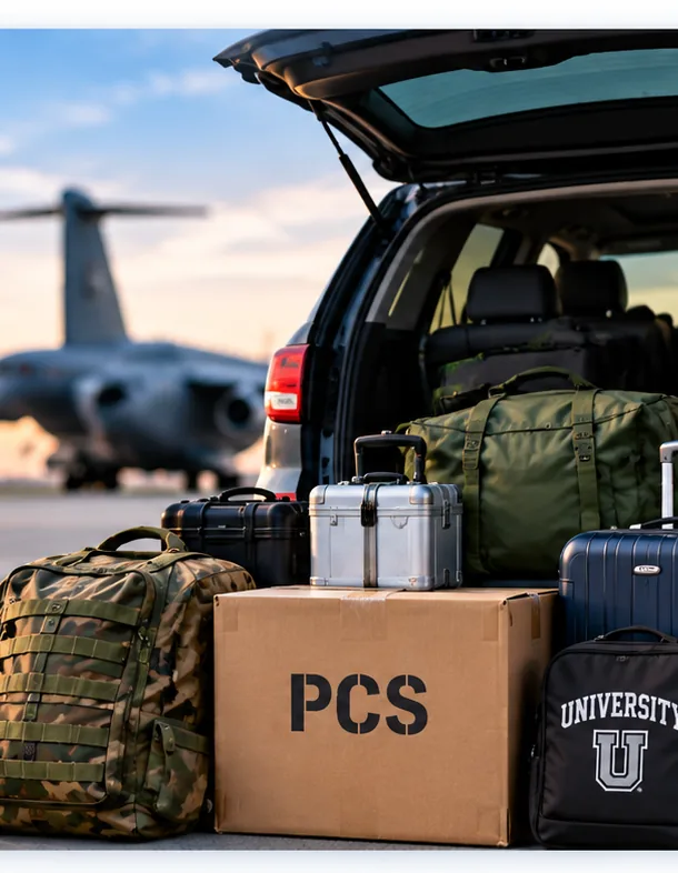 Military and Student Auto Transport equipment illustration